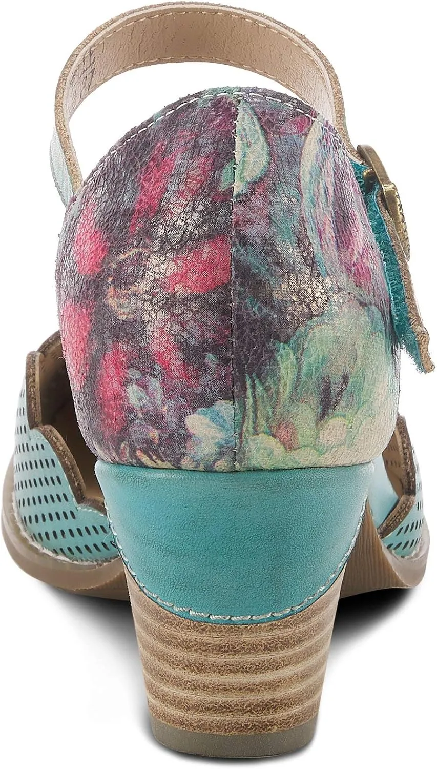 L'Artiste Parchelle Women's Hand Painted Leather D'Orsay Shoes with Strap