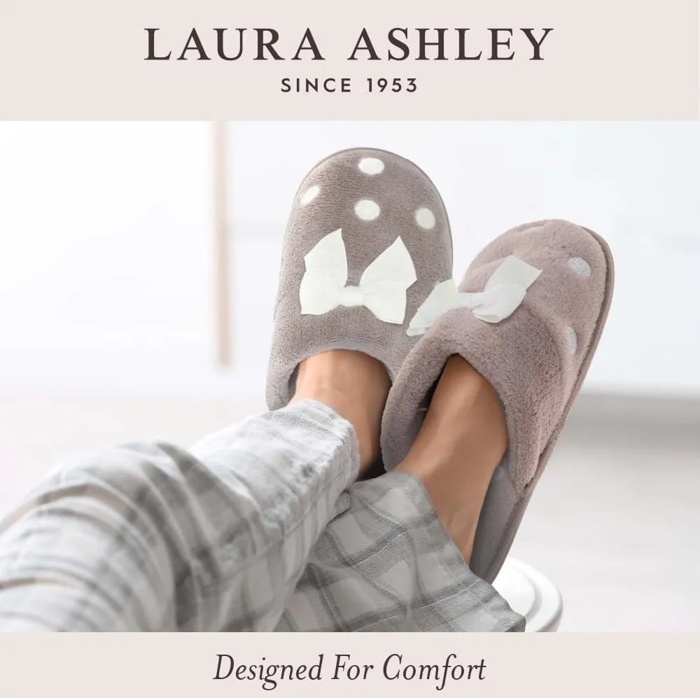 Laura Ashley Ladies All Over Plush W/Memory Foam Slippers