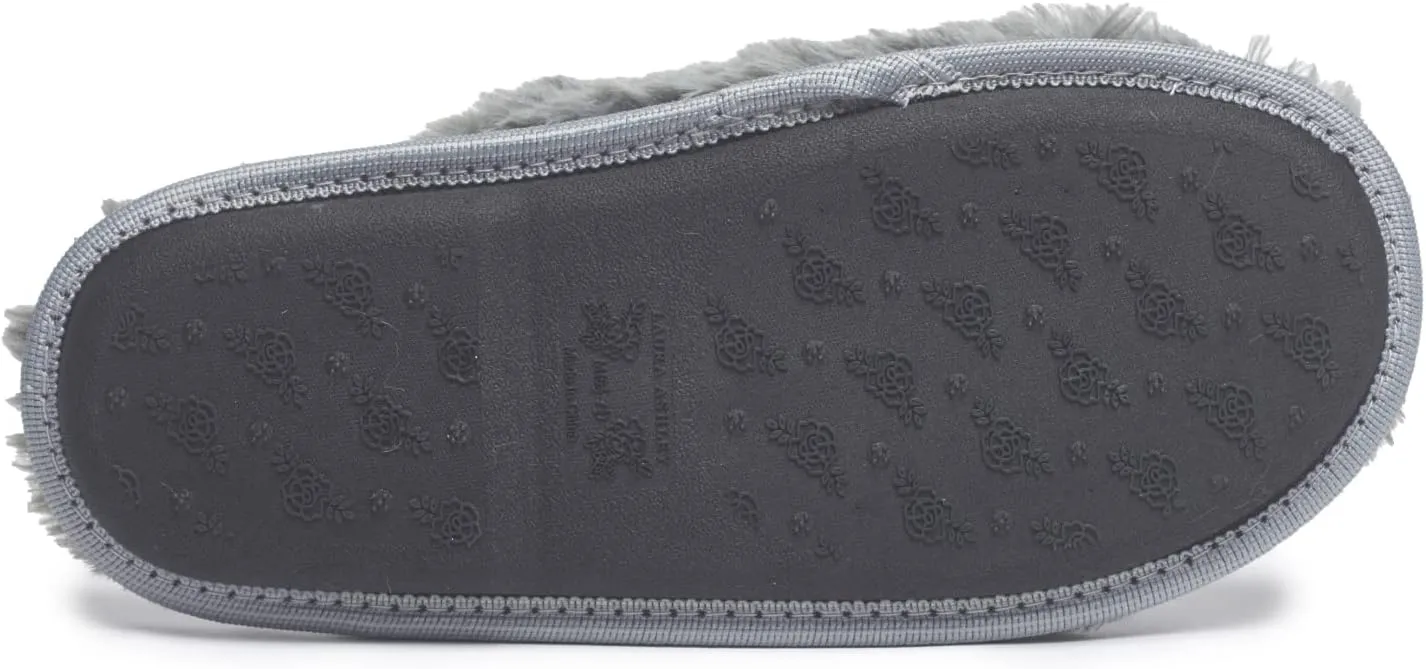 Laura Ashley Ladies All Over Plush W/Memory Foam Slippers