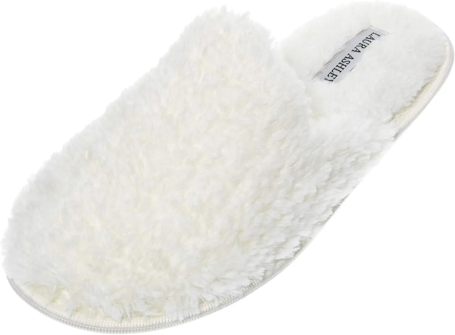 Laura Ashley Ladies All Over Plush W/Memory Foam Slippers