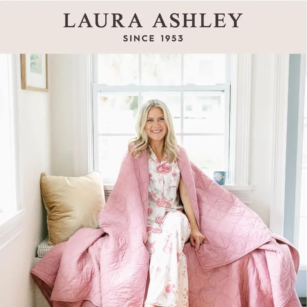 Laura Ashley Ladies All Over Plush W/Memory Foam Slippers