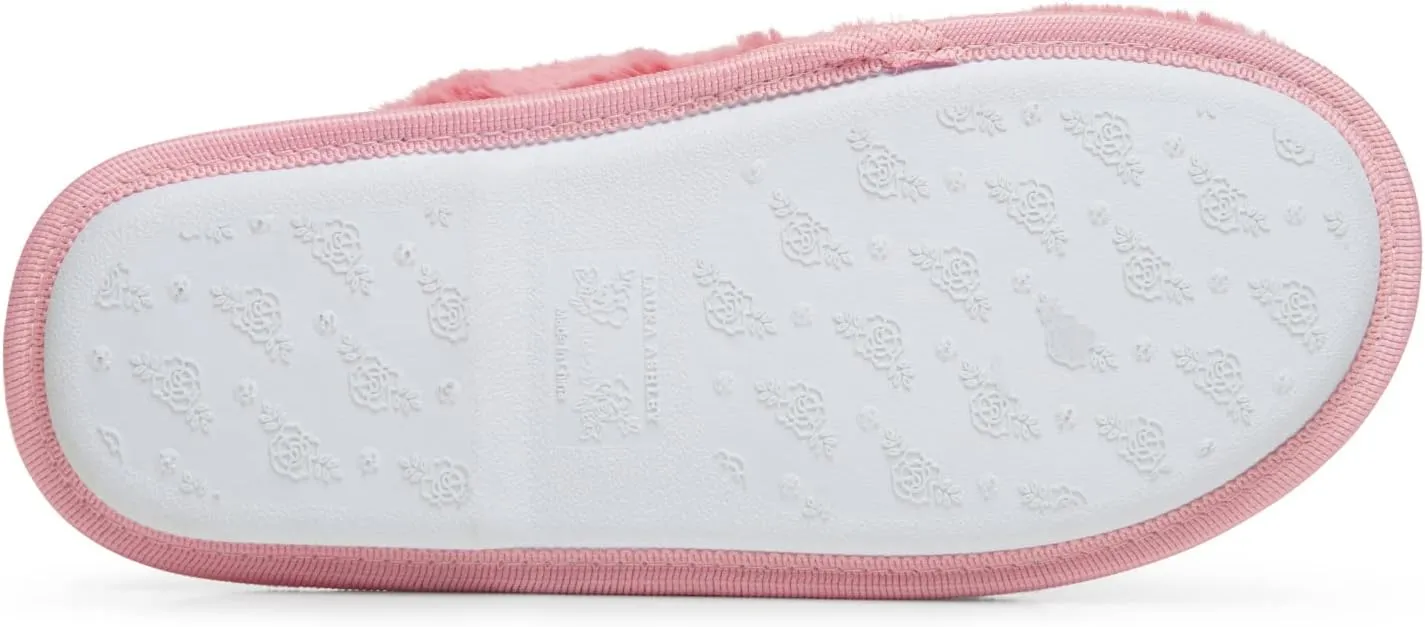 Laura Ashley Ladies All Over Plush W/Memory Foam Slippers