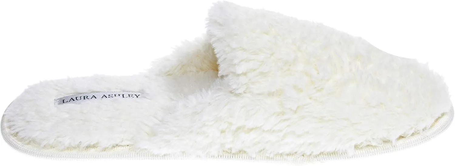 Laura Ashley Ladies All Over Plush W/Memory Foam Slippers