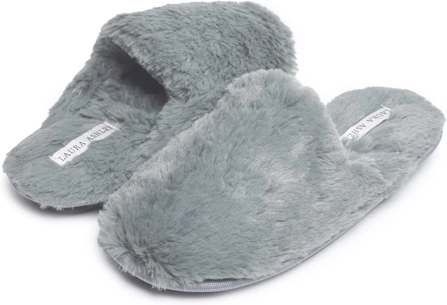 Laura Ashley Ladies All Over Plush W/Memory Foam Slippers