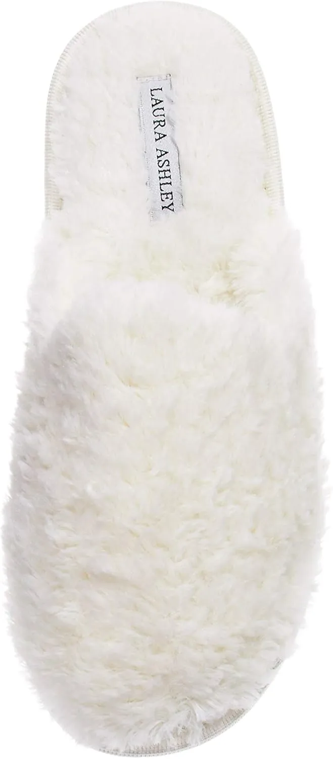 Laura Ashley Ladies All Over Plush W/Memory Foam Slippers