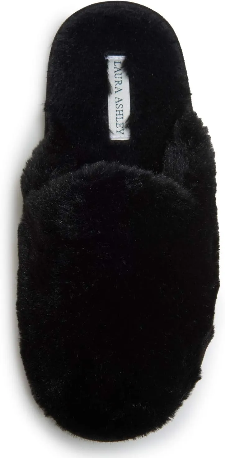Laura Ashley Ladies All Over Plush W/Memory Foam Slippers