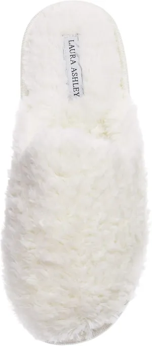 Laura Ashley Ladies All Over Plush W/Memory Foam Slippers