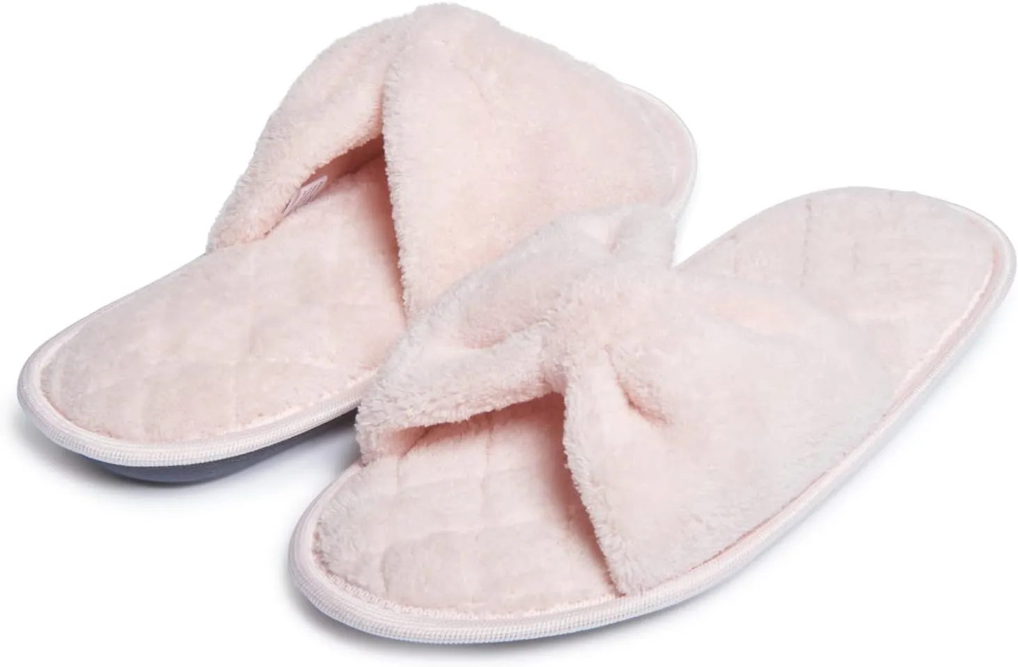 Laura Ashley Ladies Open Toe Spa Slippers with Bow and Memory Foam Insole
