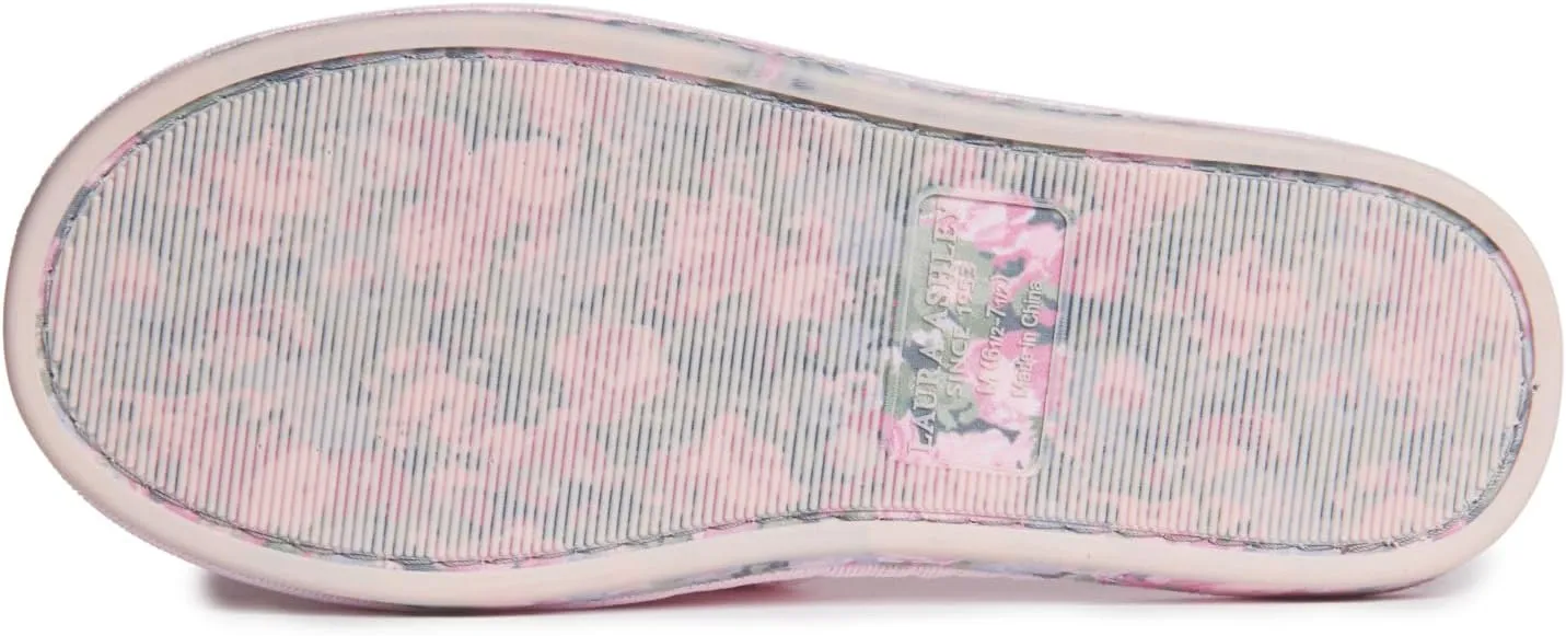 Laura Ashley Ladies Open Toe Spa Slippers with Bow and Memory Foam Insole
