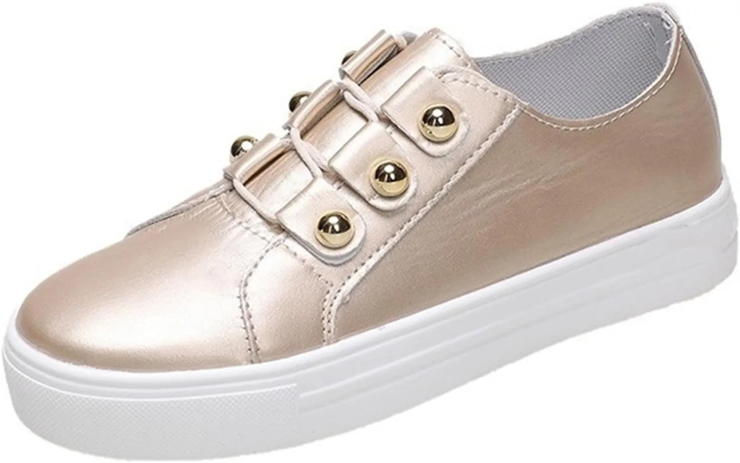 Lausiuoe Shoes For Women Sneakers Trendy Low Top Casual Fashion Leather Comfortable Soft Non-Slip Walking Flat Loafers