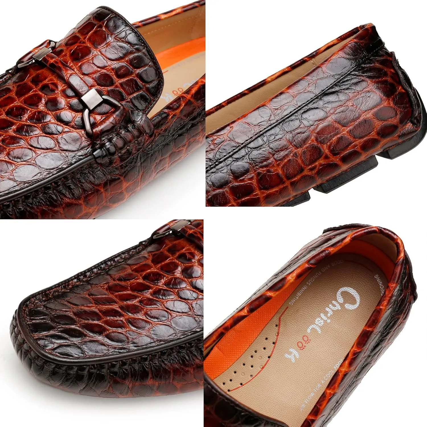 Leather Dress Shoes for Men, Crocodile Pattern Loafers Driving Loafers Formal Loafers Shoes