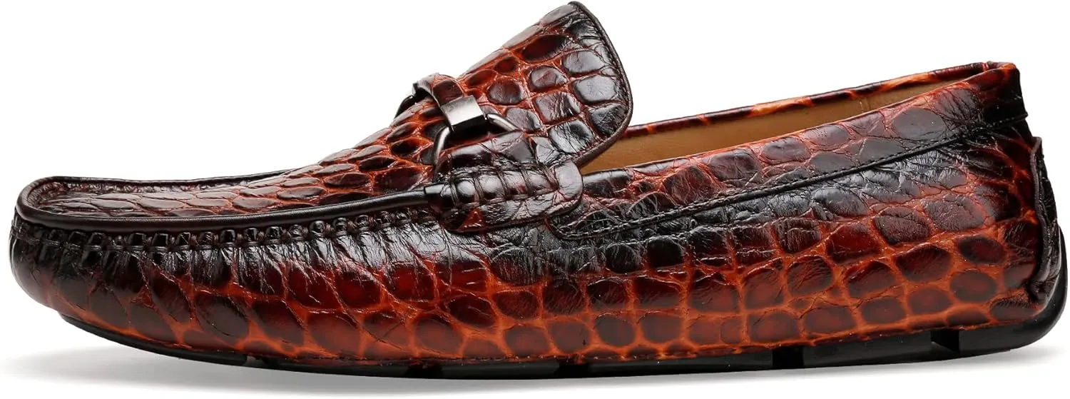 Leather Dress Shoes for Men, Crocodile Pattern Loafers Driving Loafers Formal Loafers Shoes