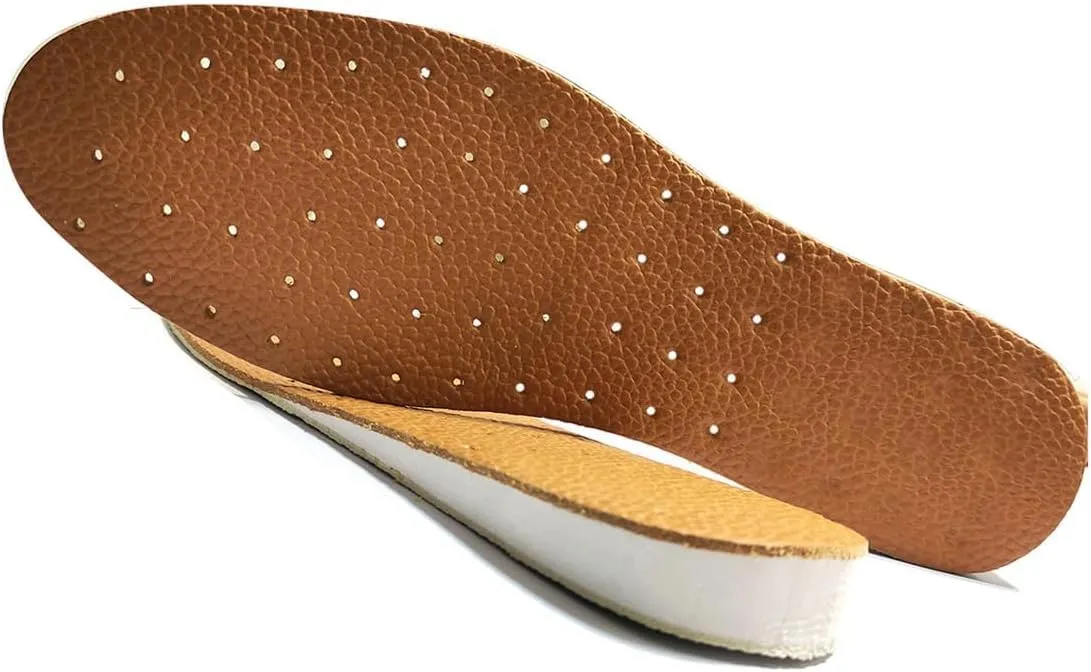 Leather Insole Invisible Increase Insoles 1cm 1.5cm 2cm Height for Casual Sneaker Sport Shoes Men Women (Brown B, 7#/9.3''-2cm Height)