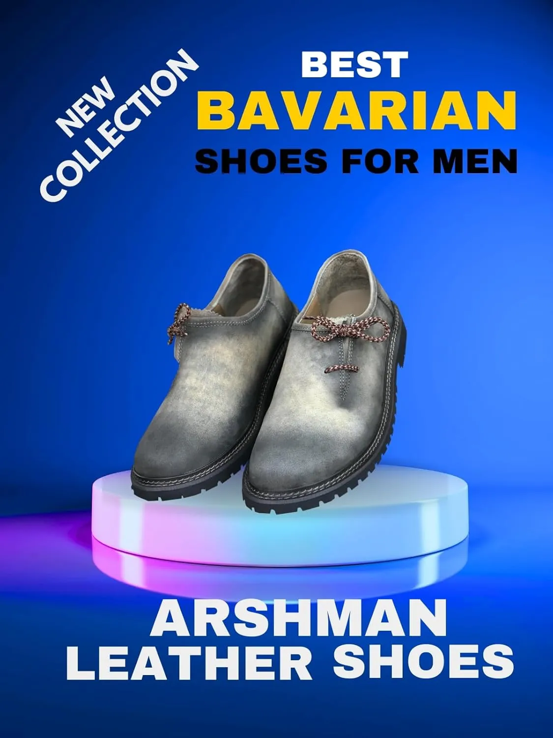 Lederhosen Men's Bavarian Authentic German Shoes for Outfit Trachten Real Leather Western Traditional Oktoberfest