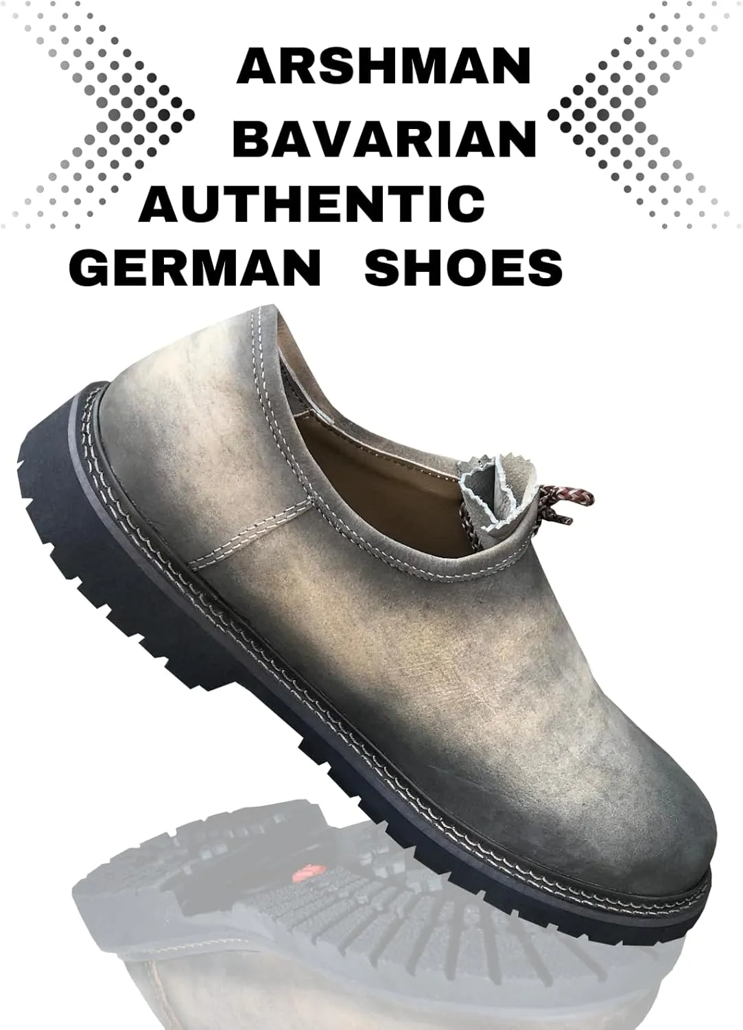 Lederhosen Men's Bavarian Authentic German Shoes for Outfit Trachten Real Leather Western Traditional Oktoberfest