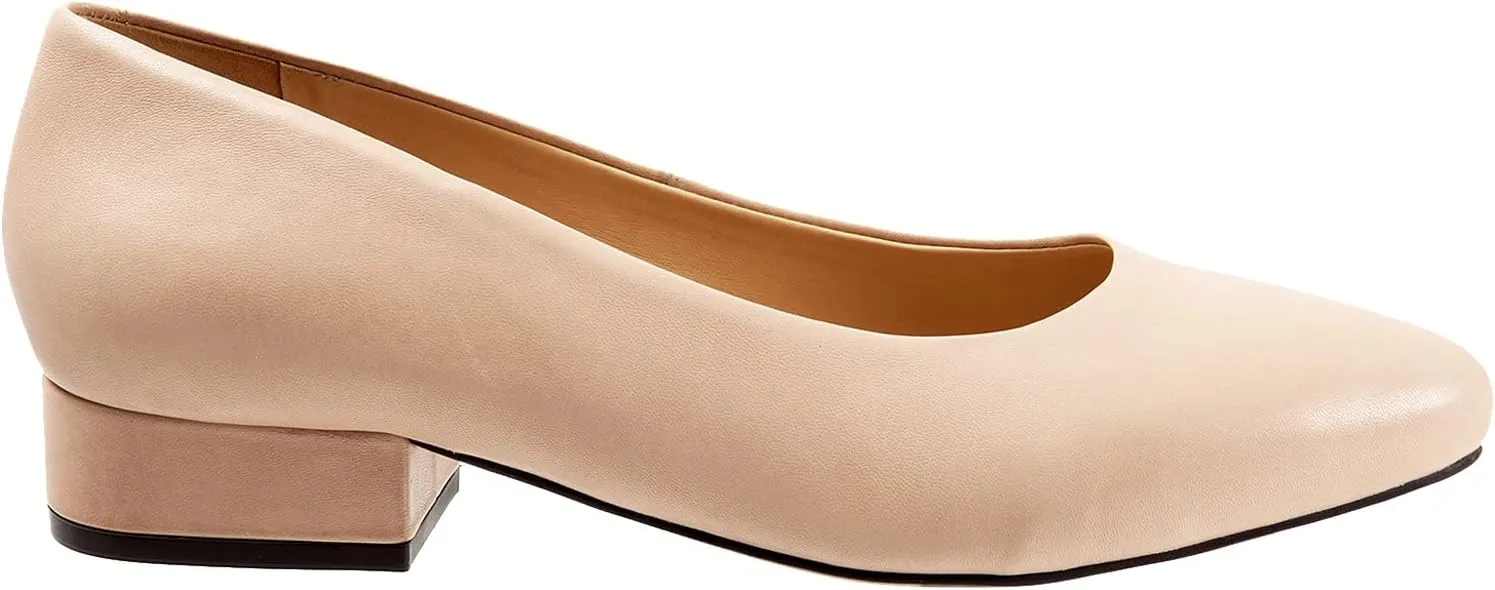 LEHOOR Women Low Chunky Block Heel Pumps Pointed Toe Slip On Flats Shoes Comfort 1.5 Inch Thick Heels Pointy Closed Toe Dress Sandals Suede Patent Office Work Pump Ladies Basic Classic Retro 4-11 M US