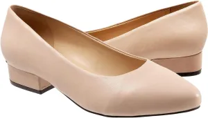 LEHOOR Women Low Chunky Block Heel Pumps Pointed Toe Slip On Flats Shoes Comfort 1.5 Inch Thick Heels Pointy Closed Toe Dress Sandals Suede Patent Office Work Pump Ladies Basic Classic Retro 4-11 M US