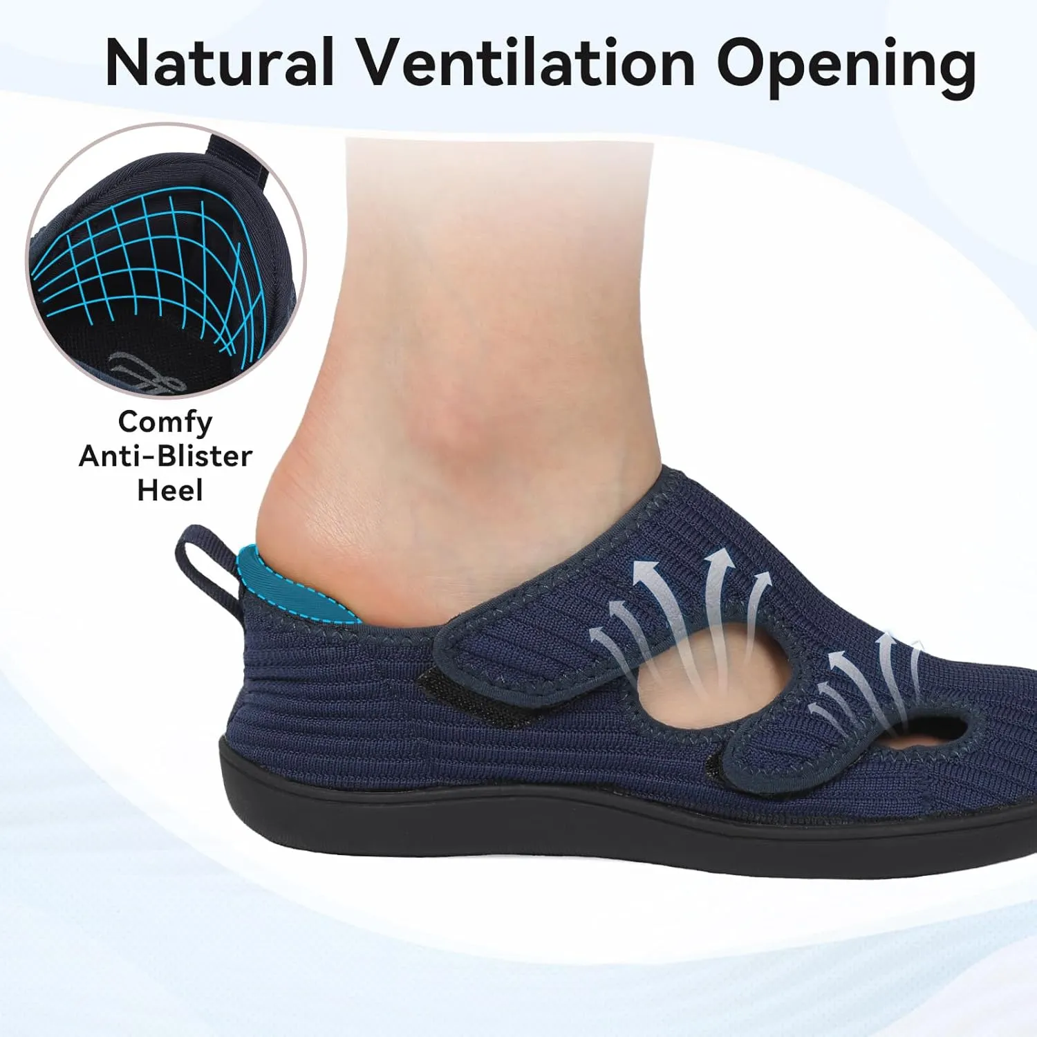 LeIsfIt Diabetic Shoes for Women Adjustable Extra Wide Barefoot Walking Shoes for Swollen Arthritis Edema Feet Wide Width Zero Drop Sole