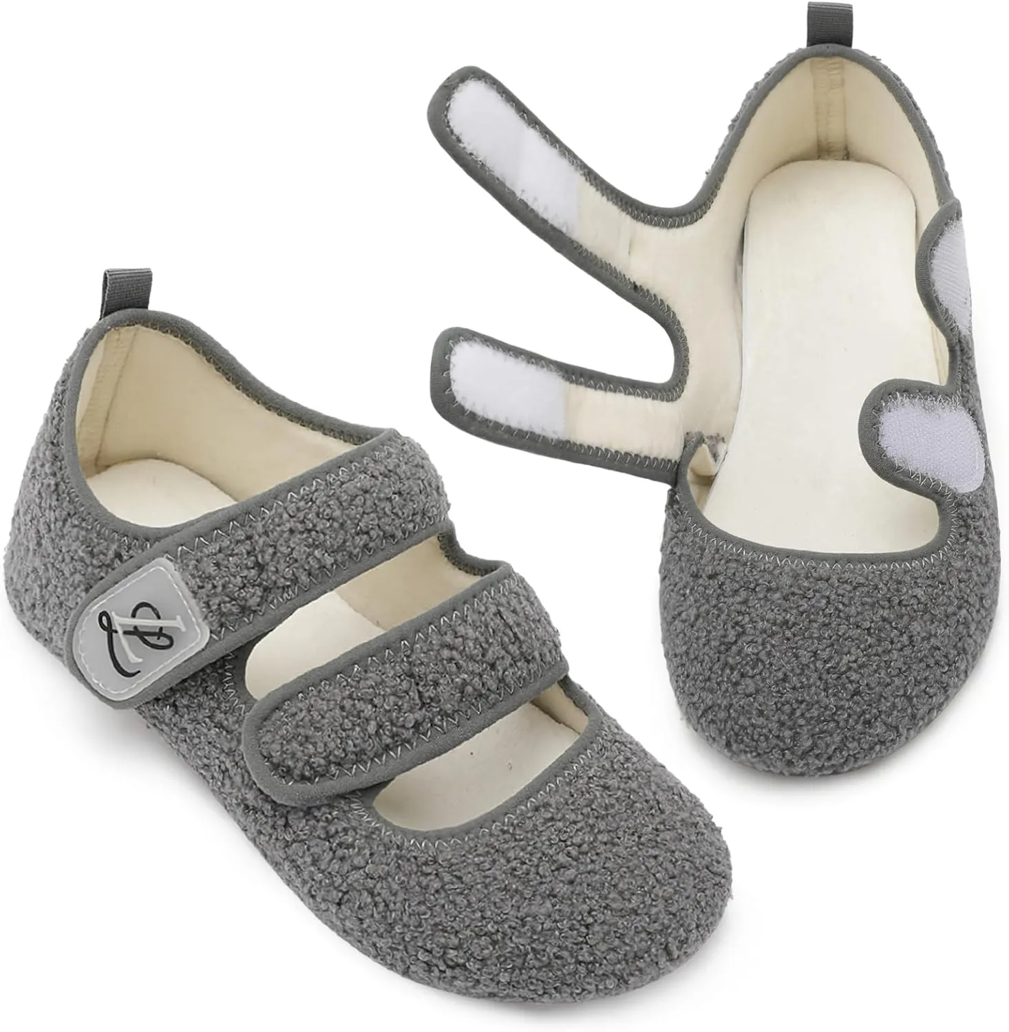 LeIsfIt Womens Slippers Adjustable Diabetic Slippers Wide Soft Arthritis Edema House Shoes Warm Fuzzy Slipper Socks with Rubber Sole