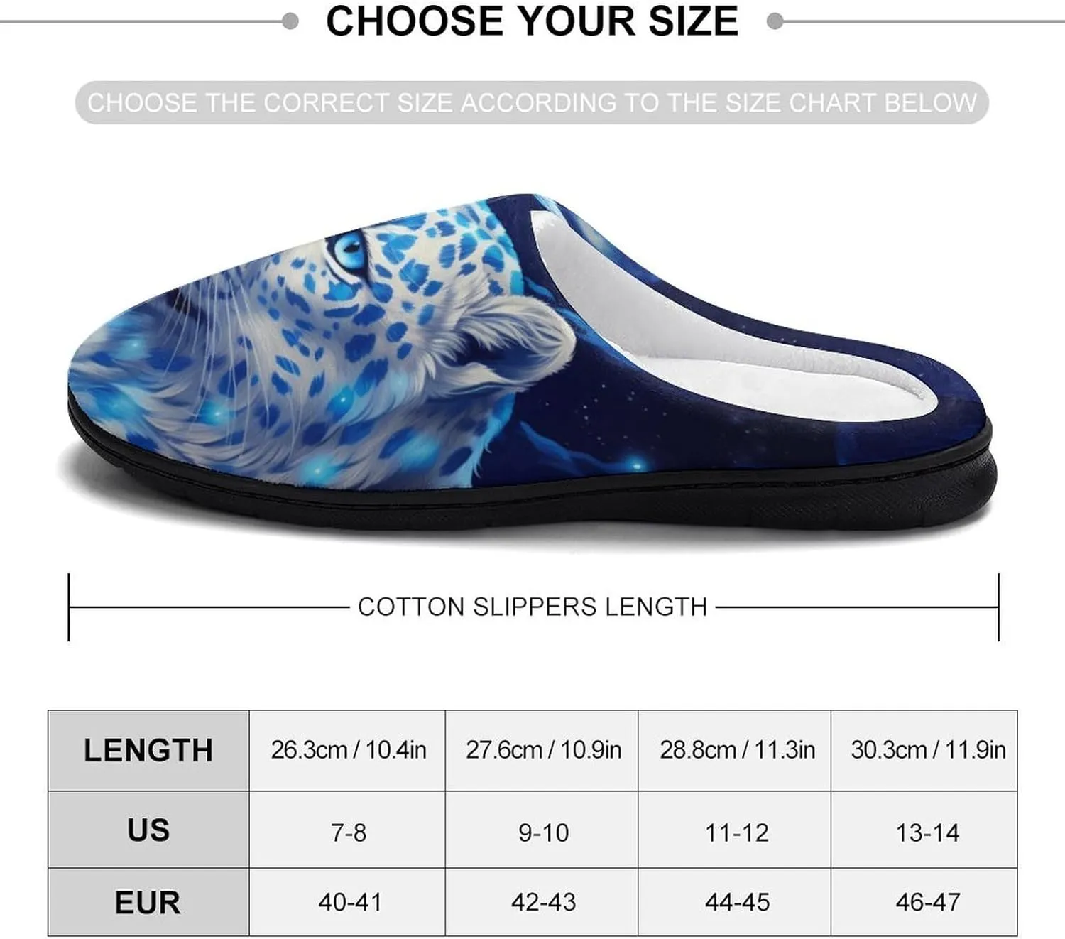 Leopard Fireflies Under Moonlight Men's Cotton House Slippers Warm Memory Foam Home Slip Shoes On for Indoor and Outdoor