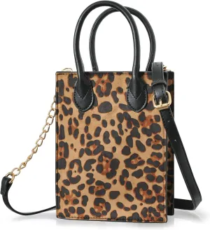 Leopard Print Shoulder Handbag Mini Tote Women Cross Body Bag Purse