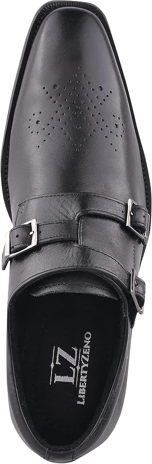 LIBERTYZENO Mens Animal Print Genuine Leather Adults Wingtip Monkstrap & Lace Up Dress Shoes for Prom Graduation
