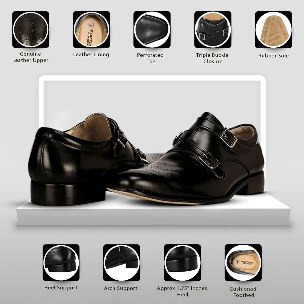 LIBERTYZENO Mens Animal Print Genuine Leather Adults Wingtip Monkstrap & Lace Up Dress Shoes for Prom Graduation