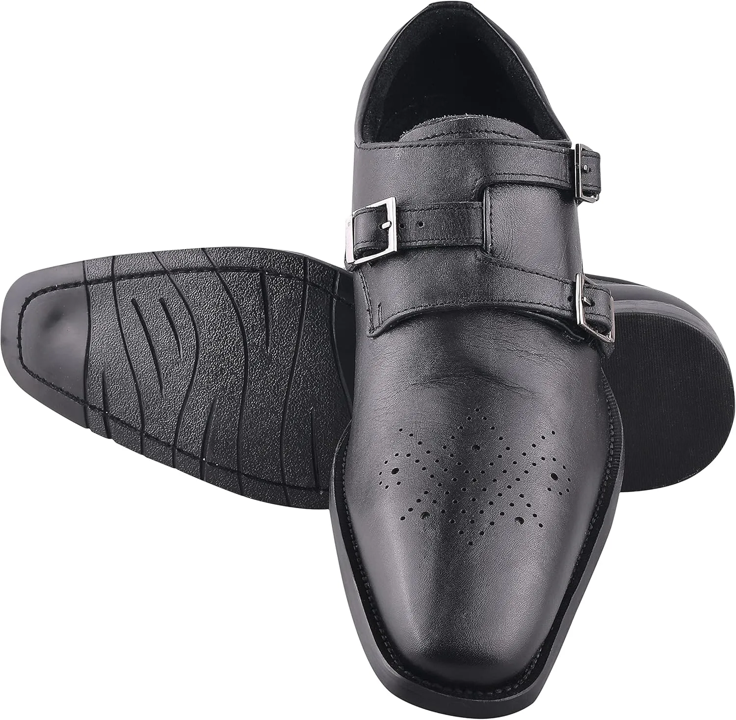 LIBERTYZENO Mens Animal Print Genuine Leather Adults Wingtip Monkstrap & Lace Up Dress Shoes for Prom Graduation