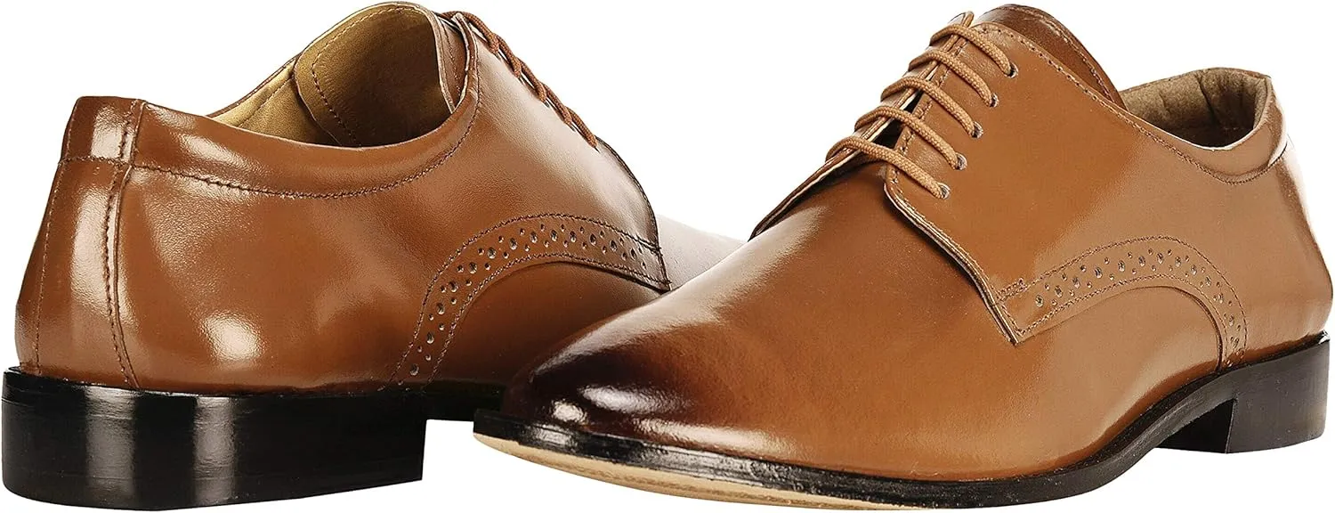 LIBERTYZENO Mens Animal Print Genuine Leather Adults Wingtip Monkstrap & Lace Up Dress Shoes for Prom Graduation