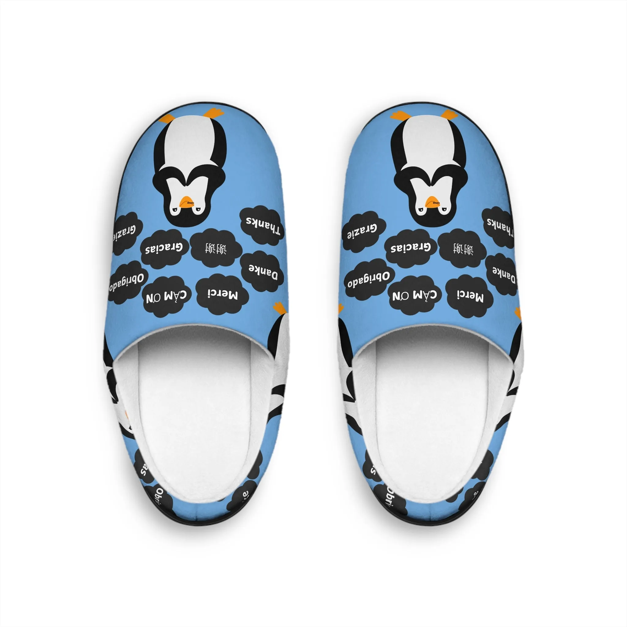Light Blue Cute Penguin Women's Indoor Slippers - Cozy & Fun Home Footwear, Gifts for Friends, Gifts for Lovers
