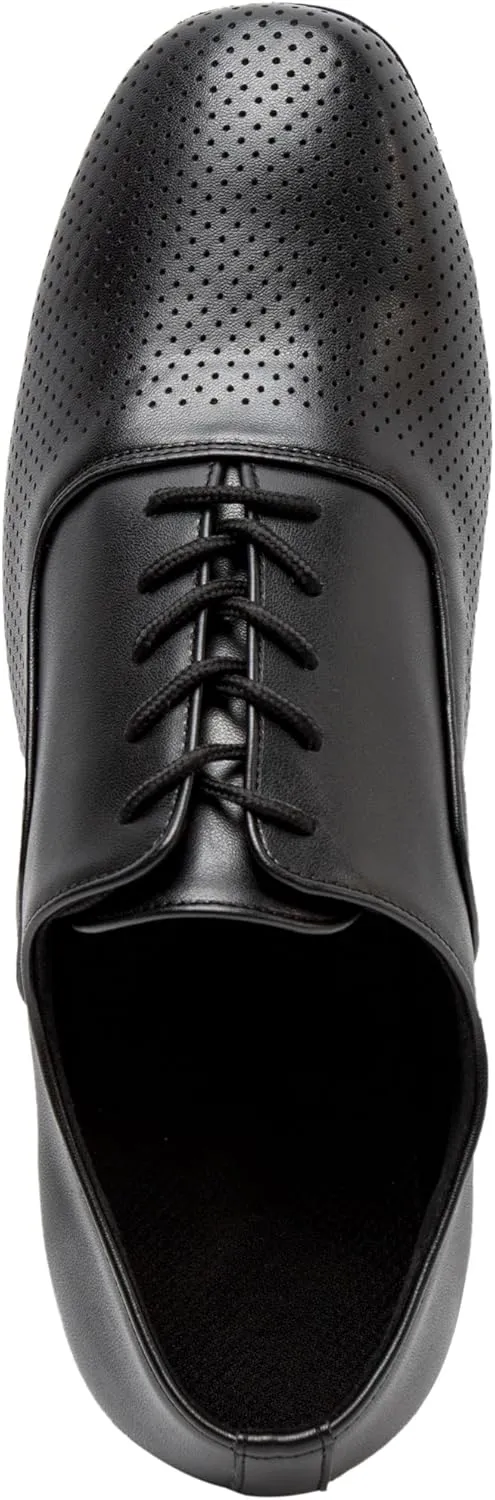 Linodes Breathable Men's Latin Dance Shoes 1 Inch Leather Sole Ballroom Salsa Tango Waltz Character Shoe