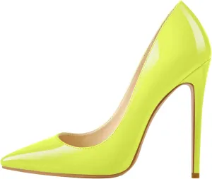 LISHAN Women's Sexy Pointed Toe Stiletto Pumps,Slip On Patent Leather High Heels,Wedding Dress Formal Shoes