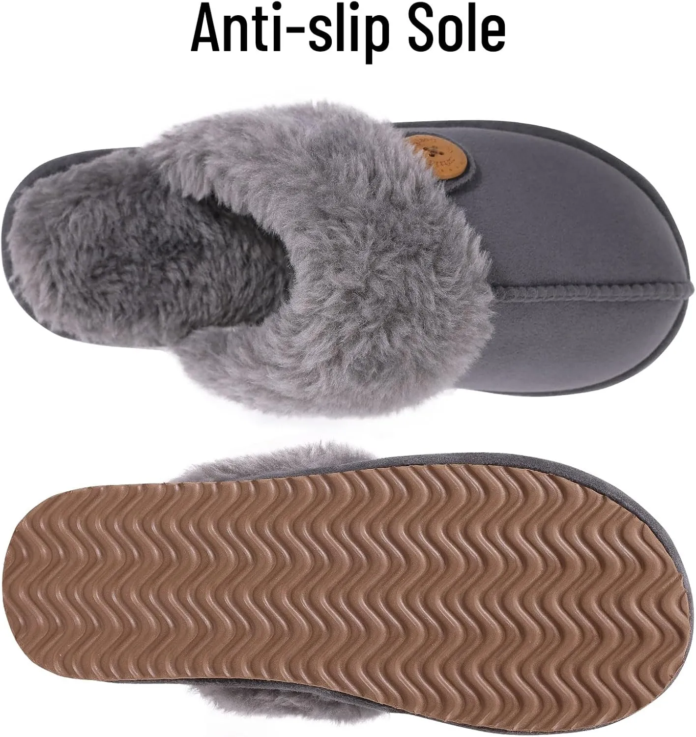 Litfun Fuzzy Slippers for Women with Memory Foam Winter Fluffy House Shoes Indoor Outdoor