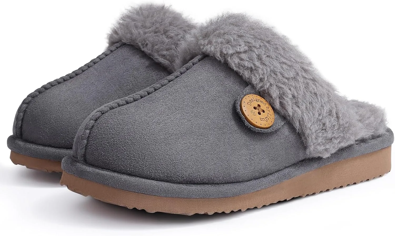 Litfun Fuzzy Slippers for Women with Memory Foam Winter Fluffy House Shoes Indoor Outdoor