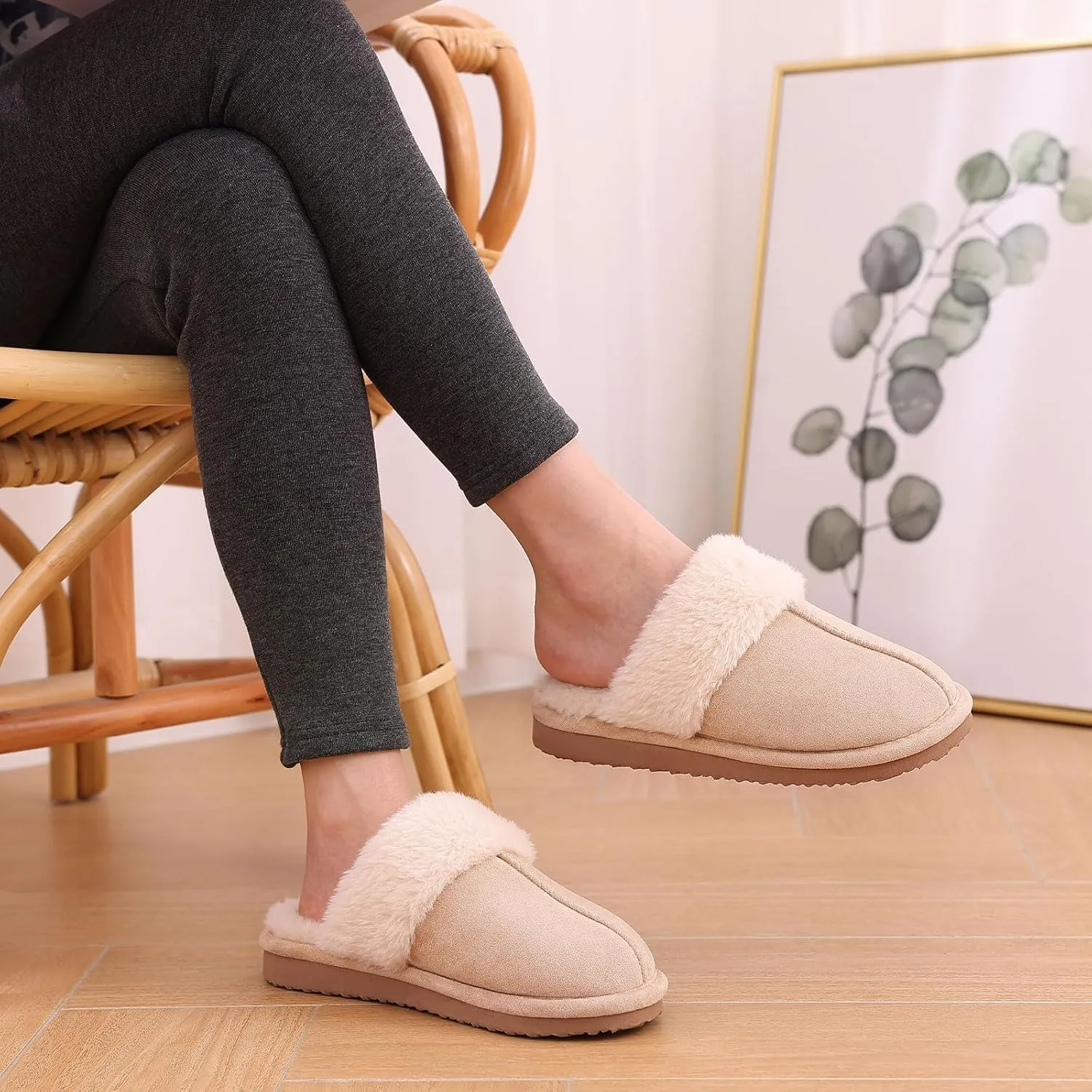 Litfun Women's Fuzzy Memory Foam Slippers Fluffy Winter House Shoes Indoor and Outdoor