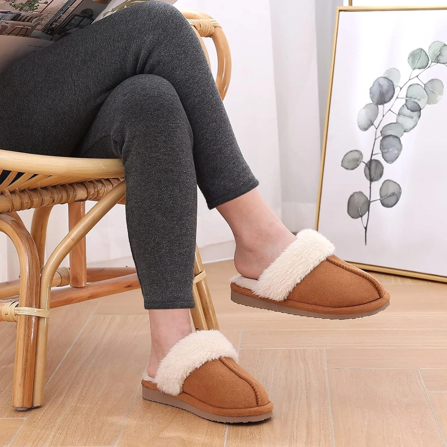 Litfun Women's Fuzzy Memory Foam Slippers Fluffy Winter House Shoes Indoor and Outdoor