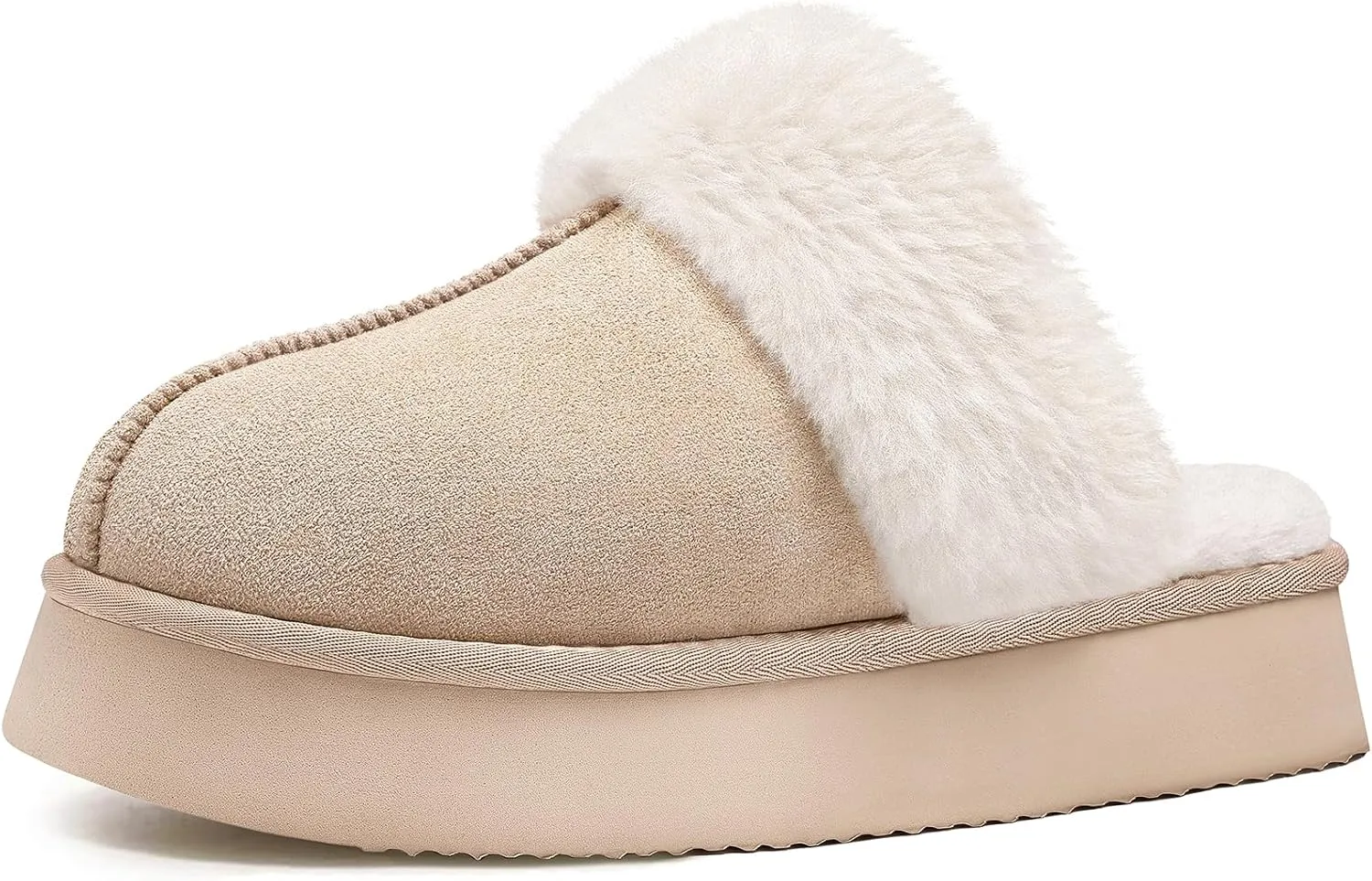 Litfun Womens Fuzzy Platform Slippers Fluffy Memory Foam Winter House Shoes for Indoor and Outdoor