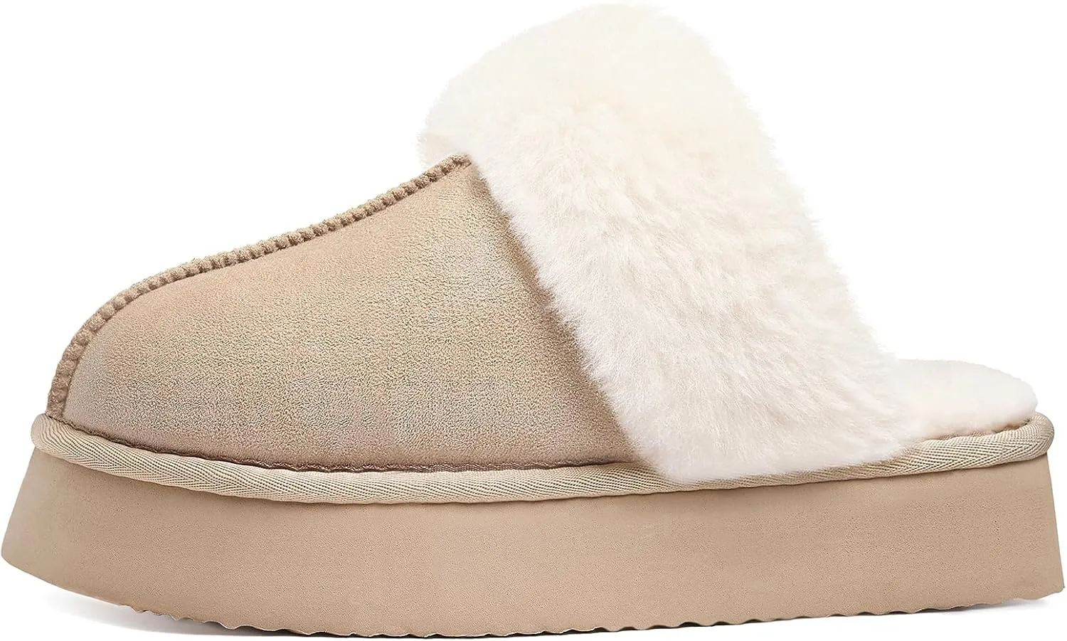 Litfun Womens Fuzzy Platform Slippers Fluffy Memory Foam Winter House Shoes for Indoor and Outdoor