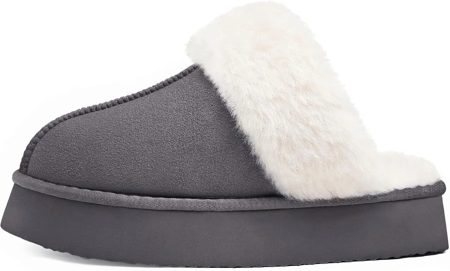 Litfun Womens Fuzzy Platform Slippers Fluffy Memory Foam Winter House Shoes for Indoor and Outdoor