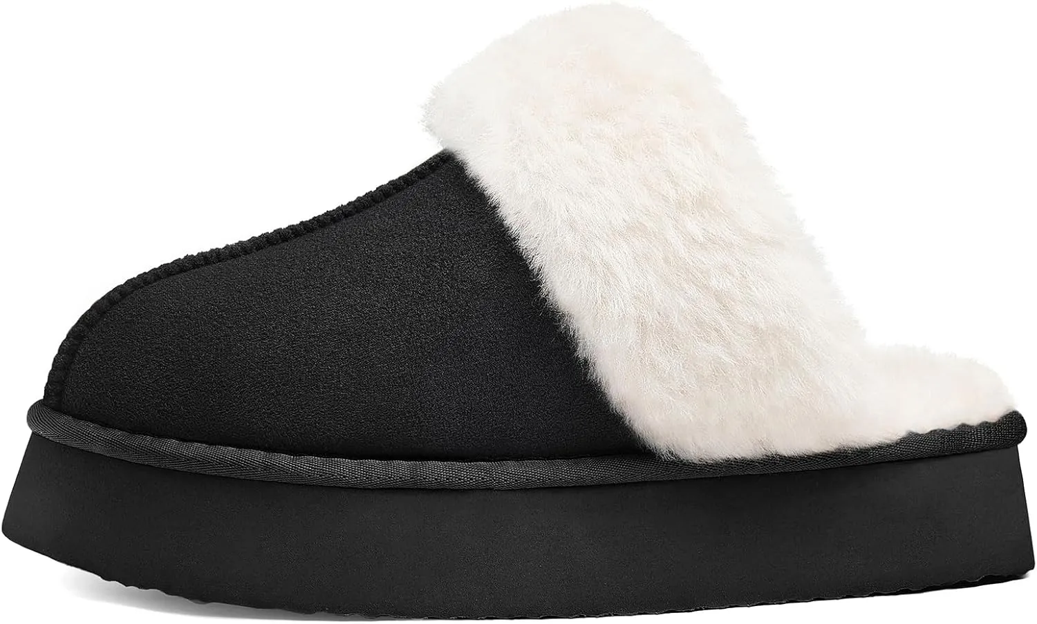 Litfun Womens Fuzzy Platform Slippers Fluffy Memory Foam Winter House Shoes for Indoor and Outdoor