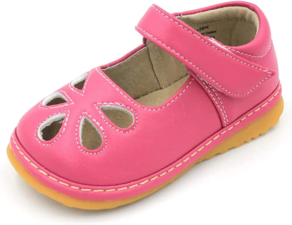 Little Mae's Boutique Mary Jane Squeaky Shoes for Toddler Girls, Ideal Walking Shoes with Removable Squeaker and Adjustable Strap - Soft Sole Shoes for Little Girls