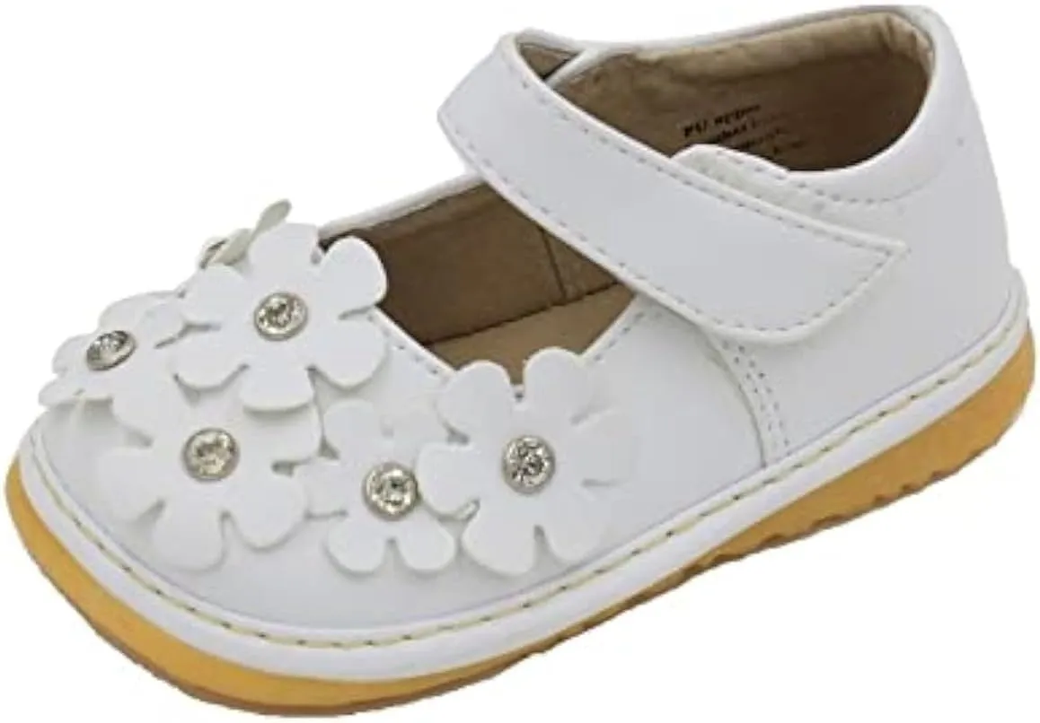 Little Mae's Boutique Mary Jane Squeaky Shoes for Toddler Girls, Ideal Walking Shoes with Removable Squeaker and Adjustable Strap - Soft Sole Shoes for Little Girls