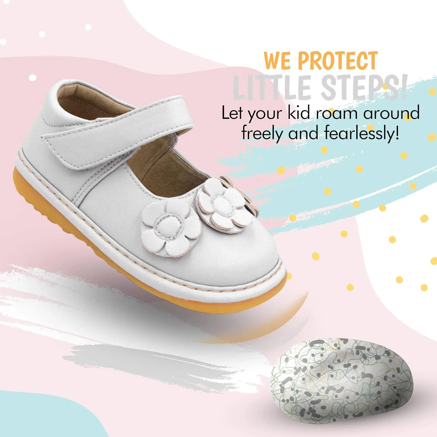 Little Mae's Boutique Mary Jane Squeaky Shoes for Toddler Girls, Ideal Walking Shoes with Removable Squeaker and Adjustable Strap - Soft Sole Shoes for Little Girls