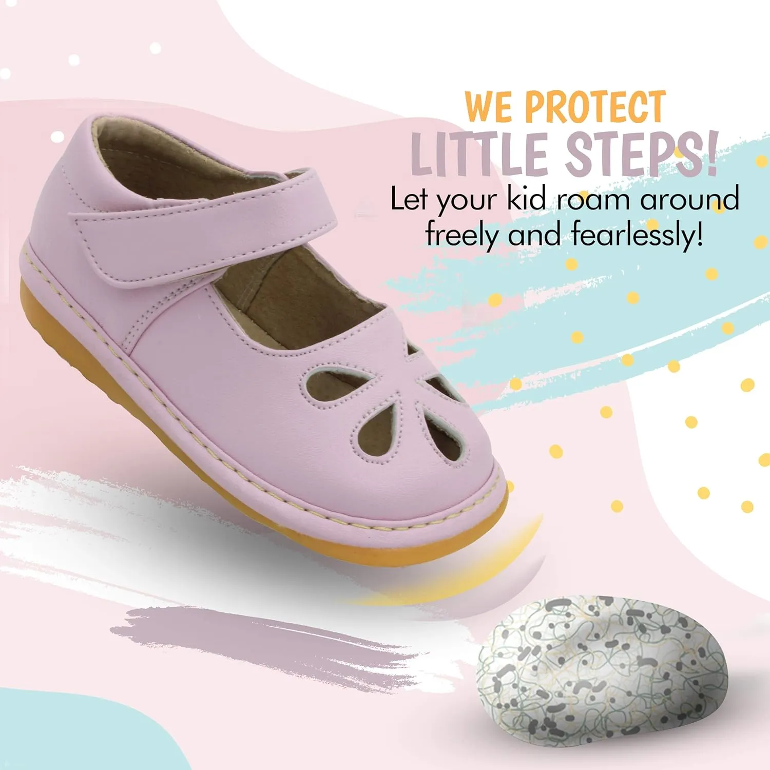 Little Mae's Boutique Mary Jane Squeaky Shoes for Toddler Girls, Ideal Walking Shoes with Removable Squeaker and Adjustable Strap - Soft Sole Shoes for Little Girls