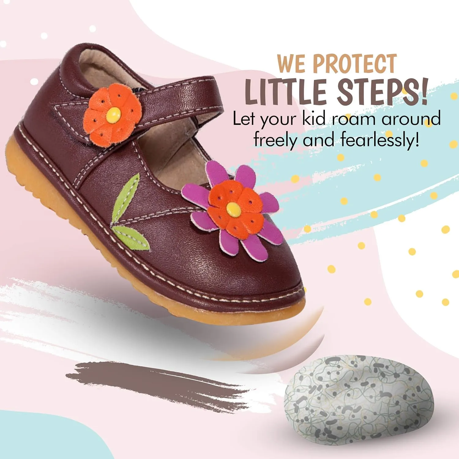 Little Mae's Boutique Mary Jane Squeaky Shoes for Toddler Girls, Ideal Walking Shoes with Removable Squeaker and Adjustable Strap - Soft Sole Shoes for Little Girls