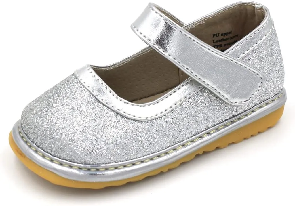 Little Mae's Boutique Mary Jane Squeaky Shoes for Toddler Girls, Ideal Walking Shoes with Removable Squeaker and Adjustable Strap - Soft Sole Shoes for Little Girls