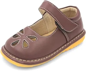 Little Mae's Boutique Mary Jane Squeaky Shoes for Toddler Girls, Ideal Walking Shoes with Removable Squeaker and Adjustable Strap - Soft Sole Shoes for Little Girls
