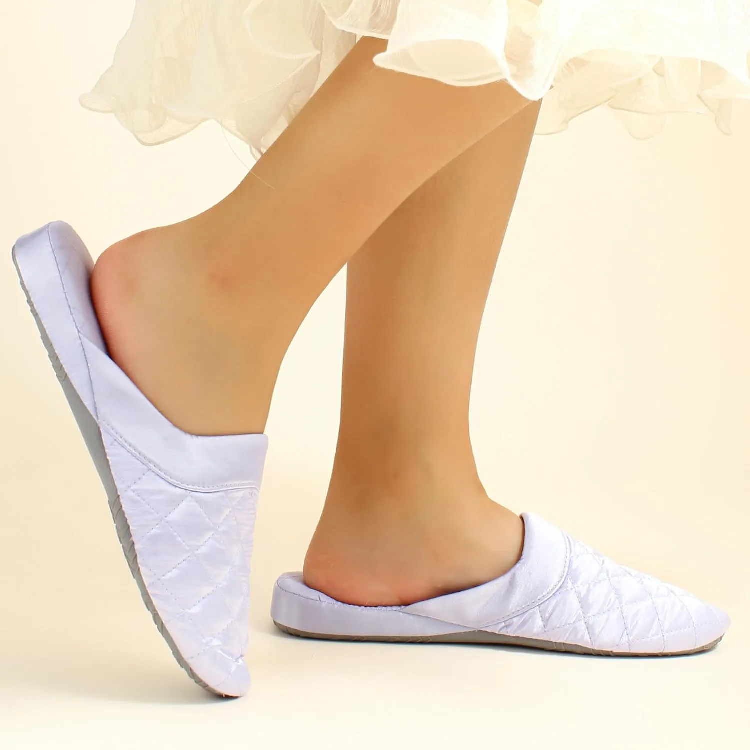 LMOY Elegant Satin Women's Slippers Indoor, Soft Cotton, Intricate Stitching, Lightweight Design, And Non-slip
