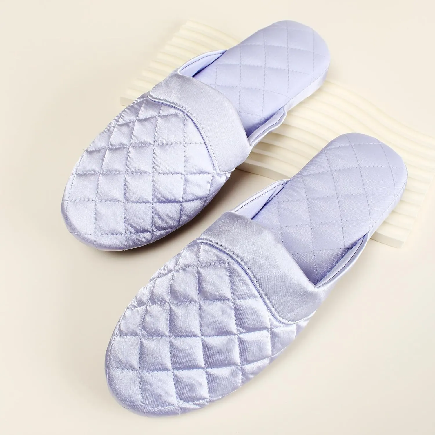 LMOY Elegant Satin Women's Slippers Indoor, Soft Cotton, Intricate Stitching, Lightweight Design, And Non-slip