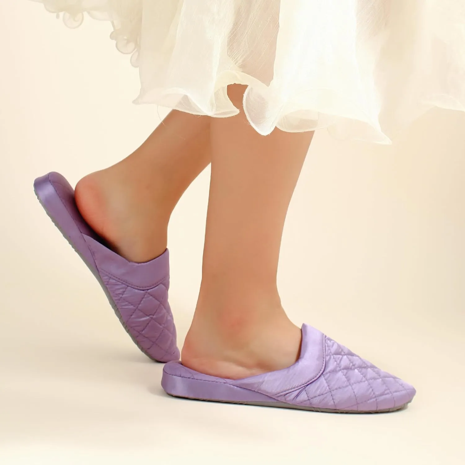 LMOY Elegant Satin Women's Slippers Indoor, Soft Cotton, Intricate Stitching, Lightweight Design, And Non-slip